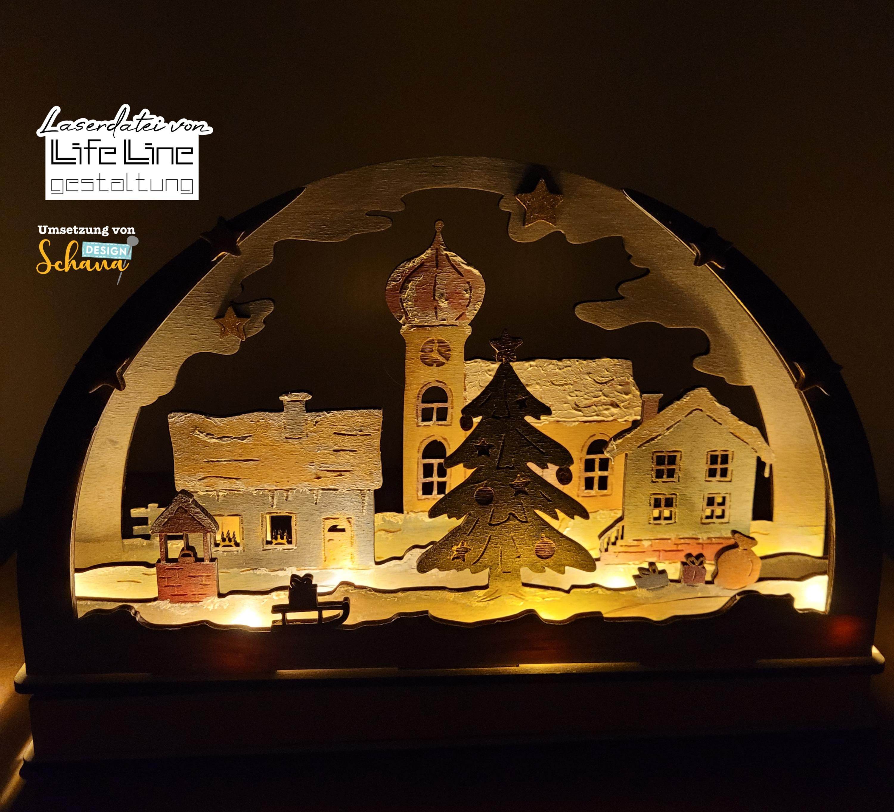 Lasercut-Datei SCHWIBBOGEN WEIHNACHTSDORF svg - Sewando