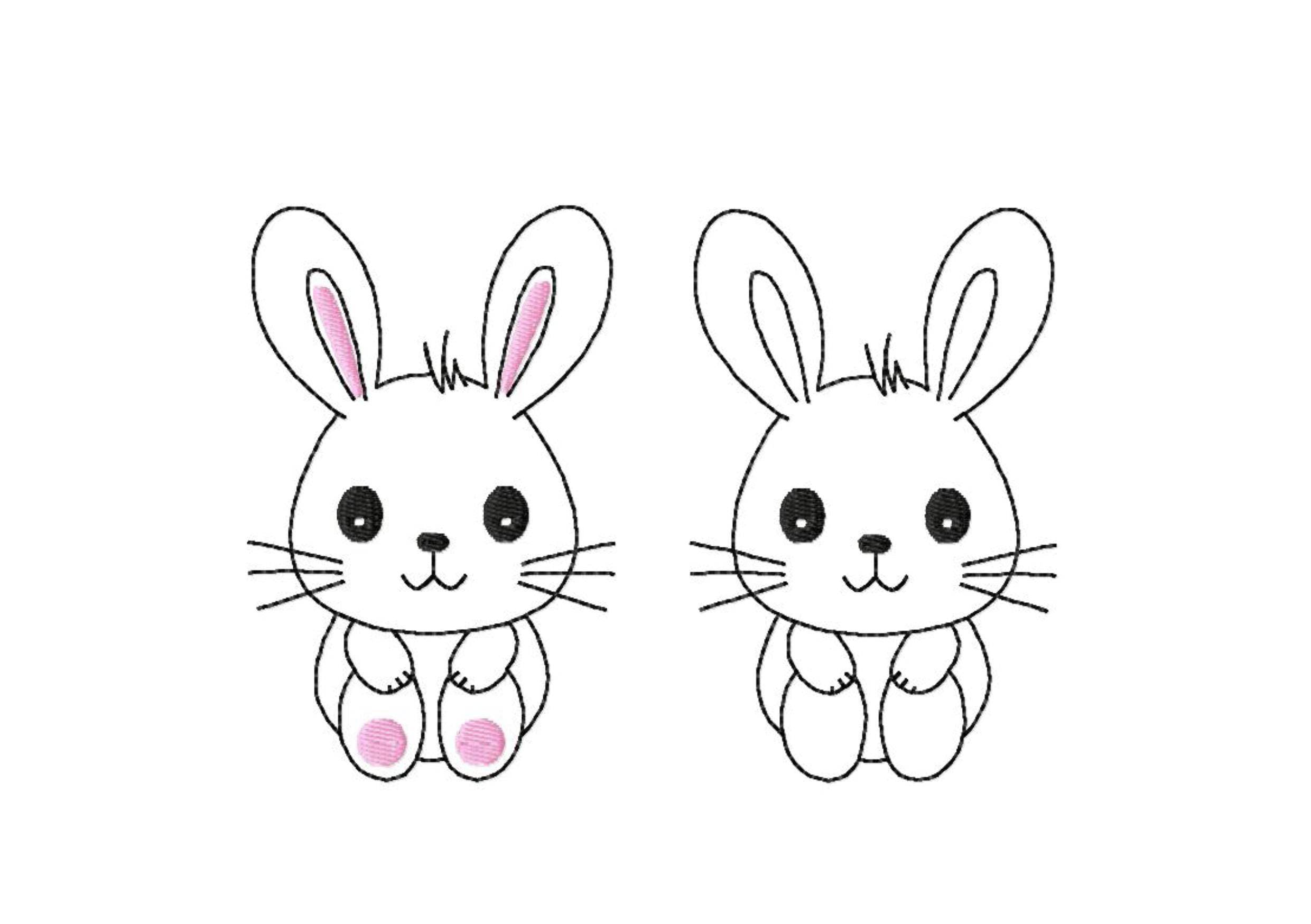 Stickdatei Hase, LineArt, Redwork, Silhouette, drei Größen, zwei Varianten - Sewando