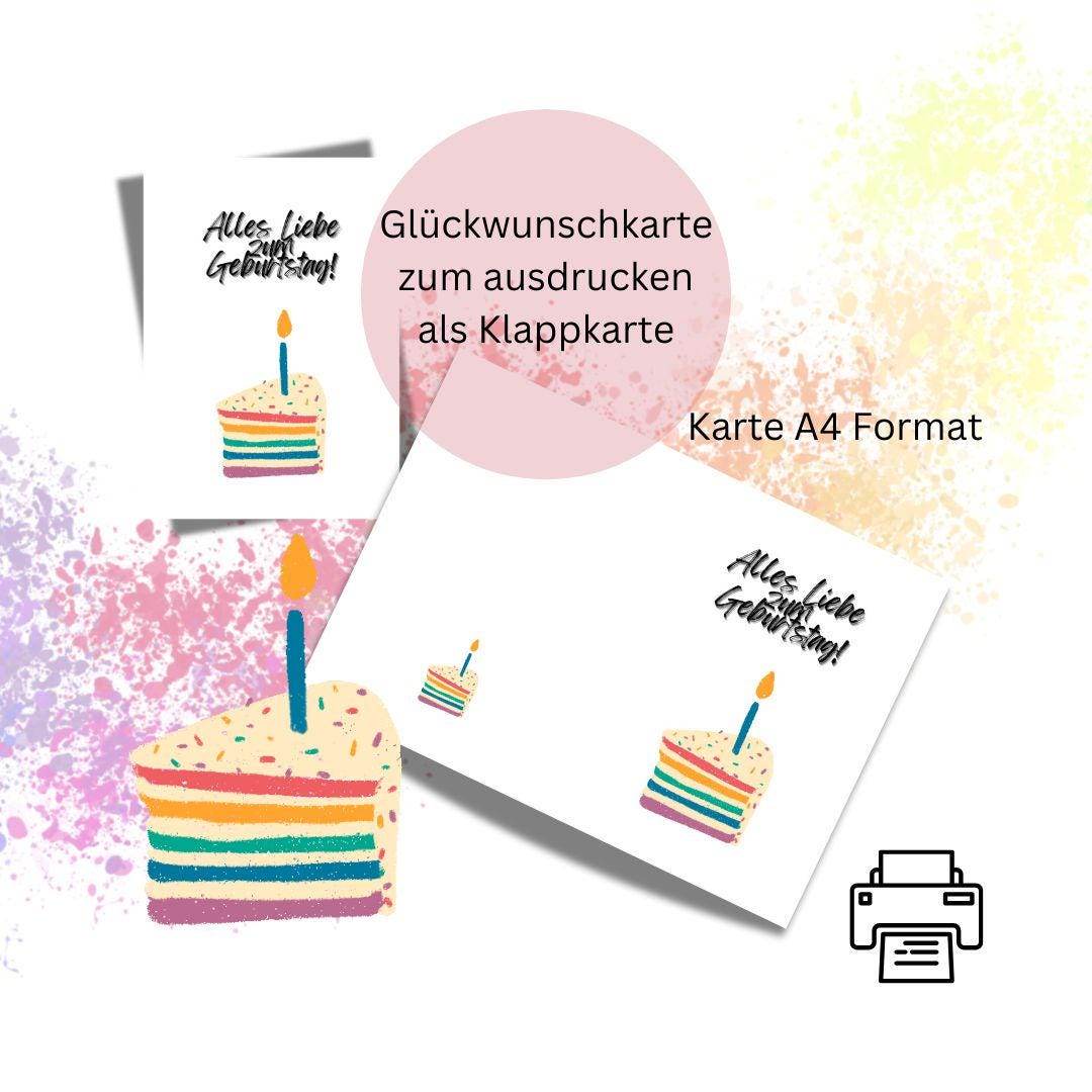 Geburtstagskarte 18 download Geburtstag Karte Grußkarte A4 digitaler Sofortdownload zum selbst ausdrucken pdf - Sewando