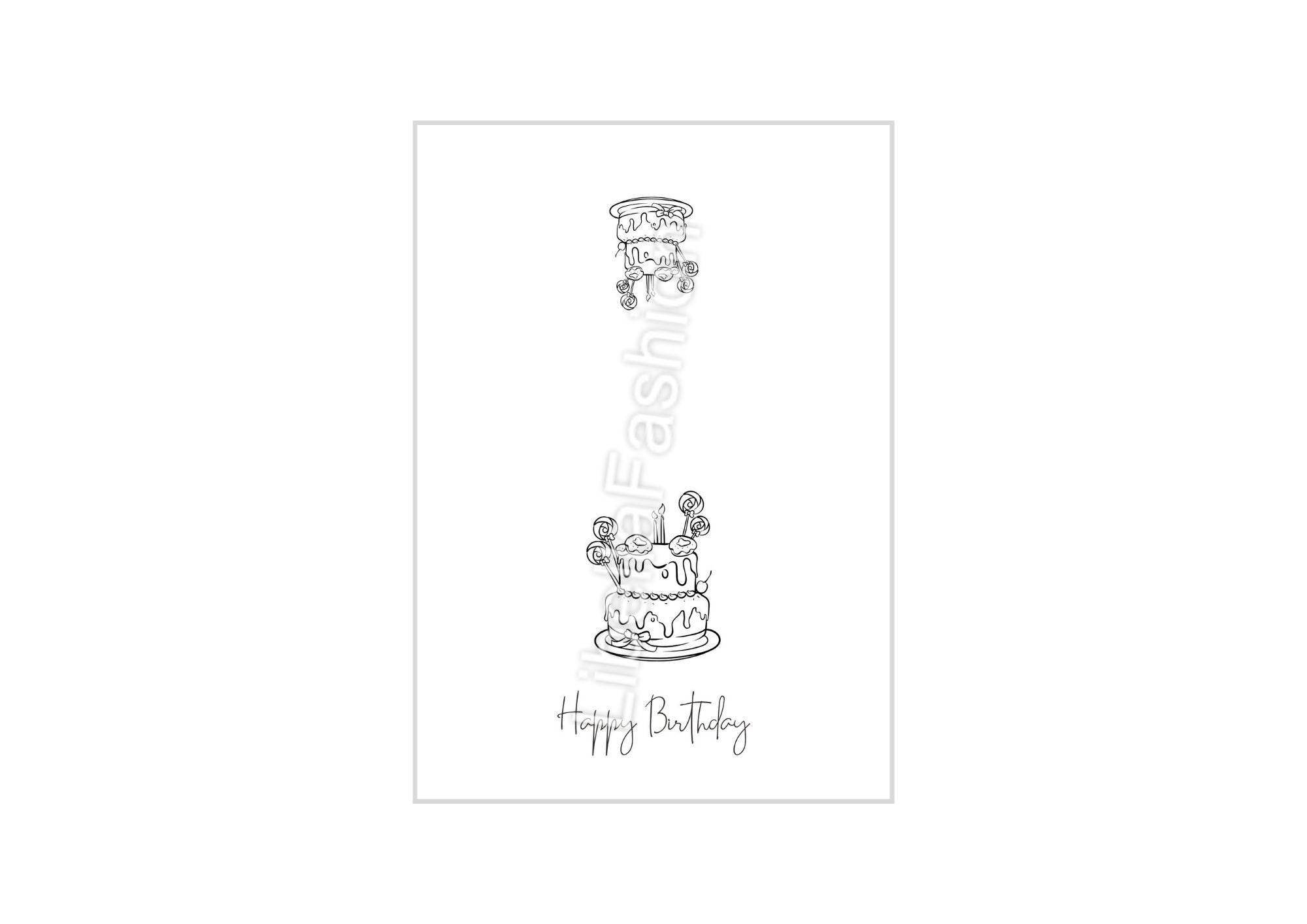 Geburtstagskarte 1 download Geburtstag Karte Grußkarte A4 digitaler Sofortdownload zum selbst ausdrucken pdf - Sewando