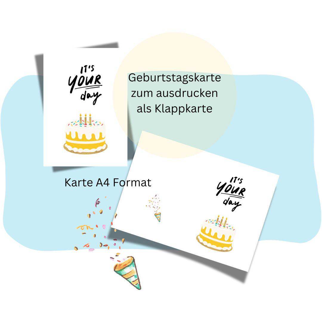 Geburtstagskarte 3 download Geburtstag Karte Grußkarte A4 digitaler Sofortdownload zum selbst ausdrucken pdf - Sewando