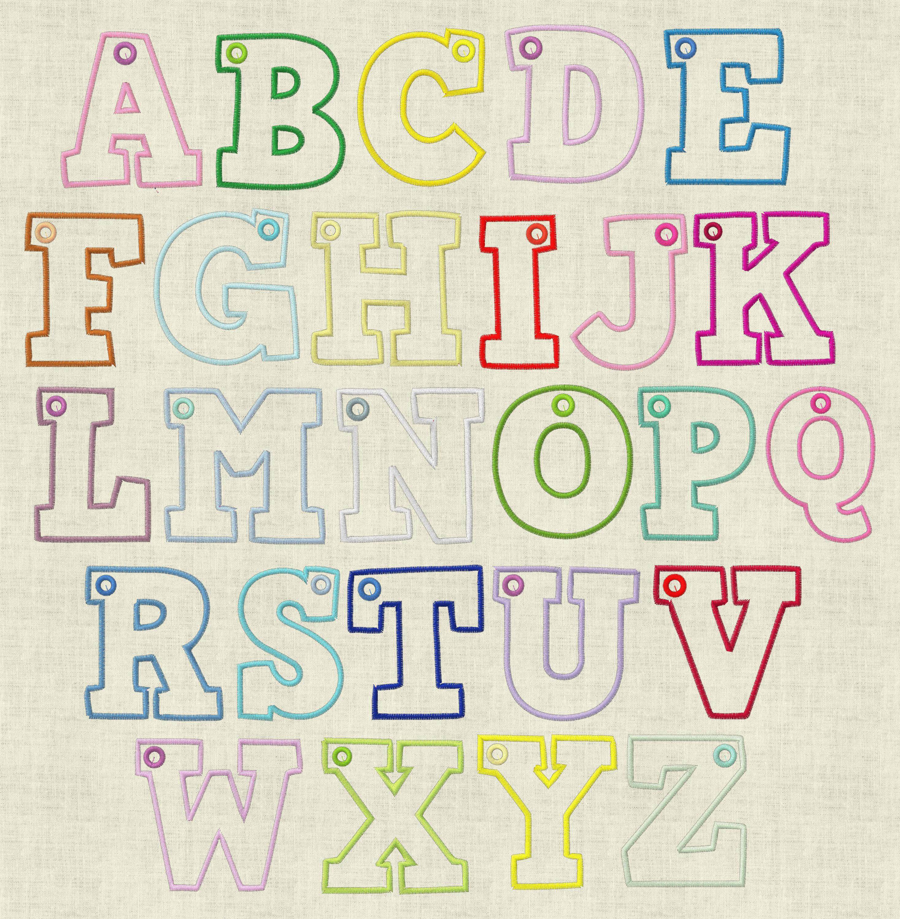 Stickdatei ABC Buchstaben Schlüsselanhänger Applikation Taschenbaumler Monogramm Set 300 - Sewando