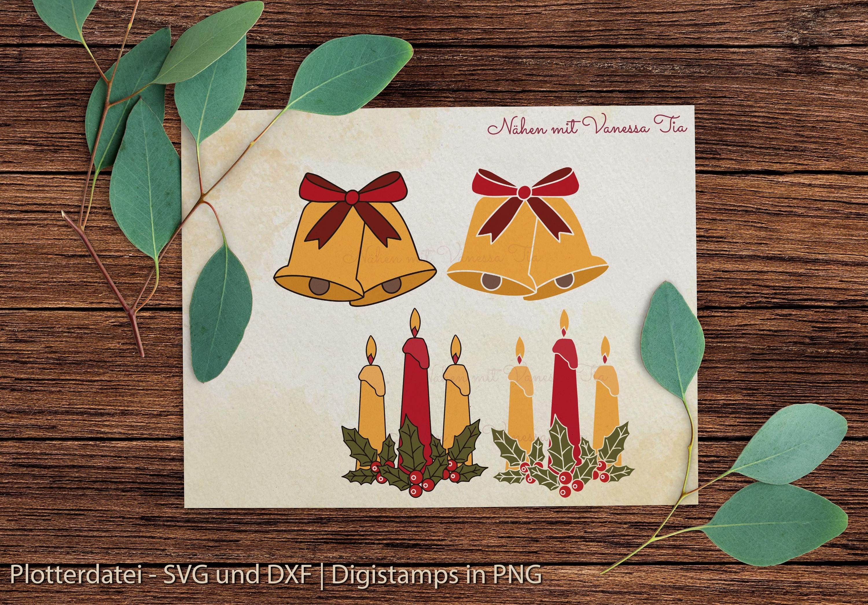 Kerzen Und Glocken | Weihnachten Plotterdatei - Sewando