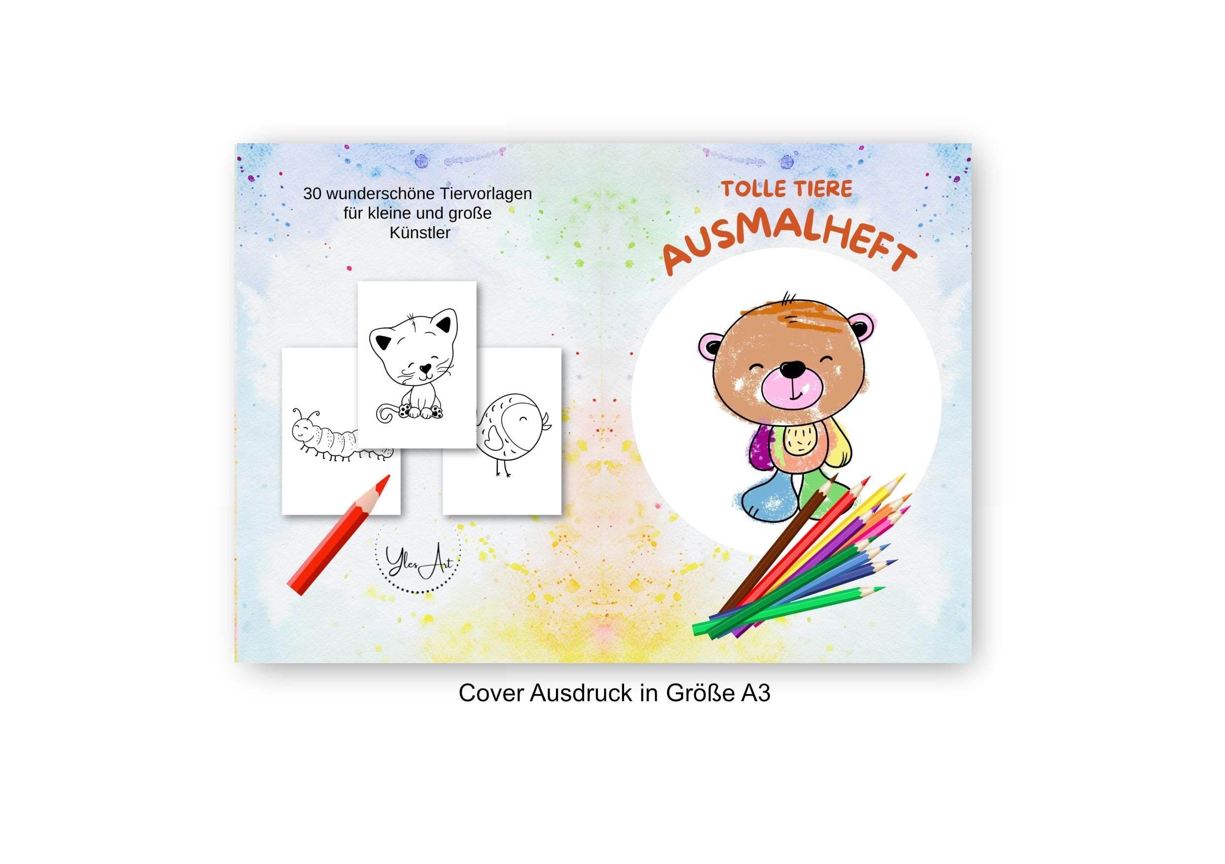 Malbuch, Malheft, Malvorlagen für Kinder | 30 tolle Tiere - Sewando