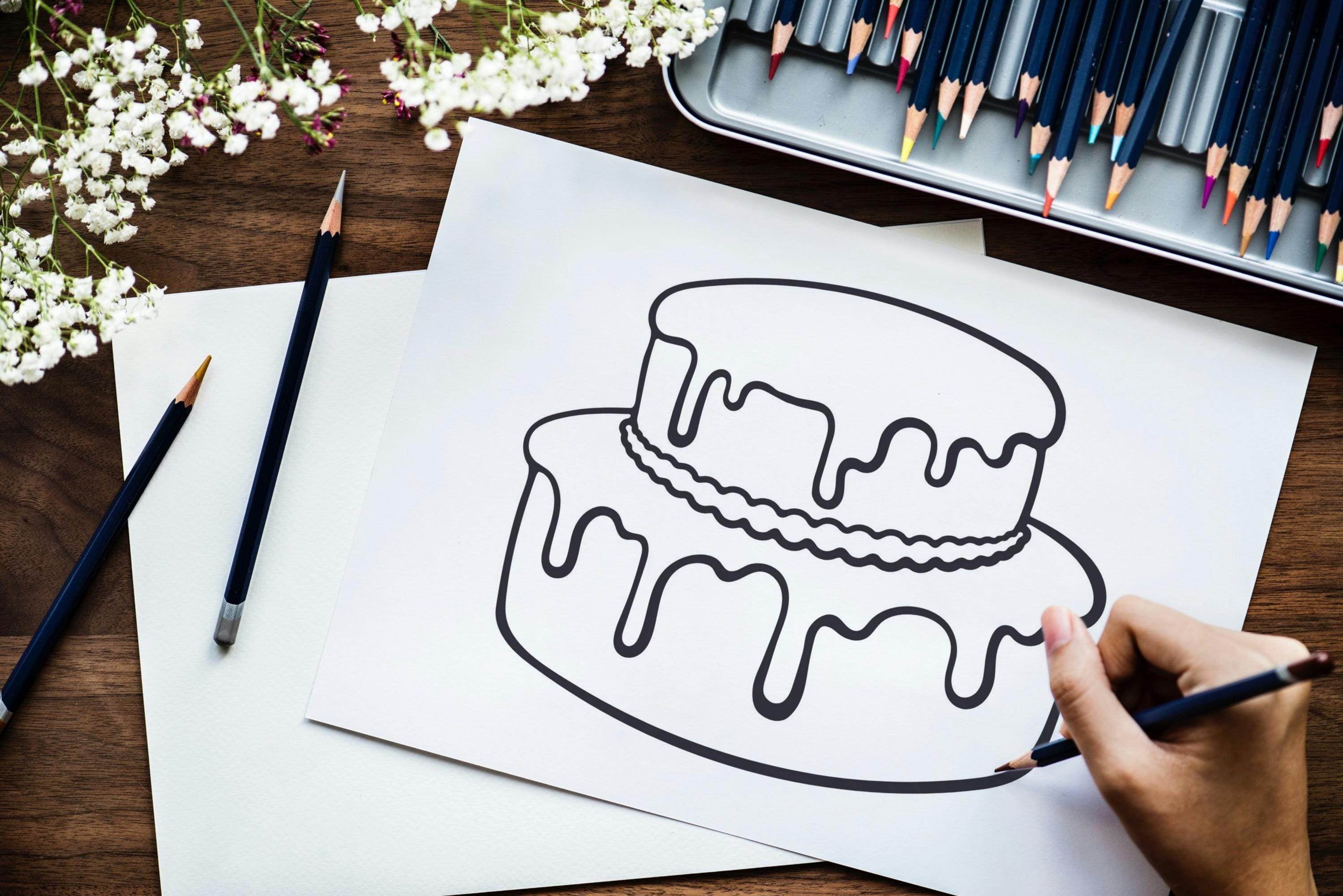 Ausmalbuch Malbuch Malheft Thema: Torten - 20 Kuchen & Tortenmotive zum ausmalen digitaler Sofortdownload - Sewando