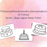Ausmalbuch Malbuch Malheft Thema: Torten - 20 Kuchen & Tortenmotive zum ausmalen digitaler Sofortdownload - Sewando