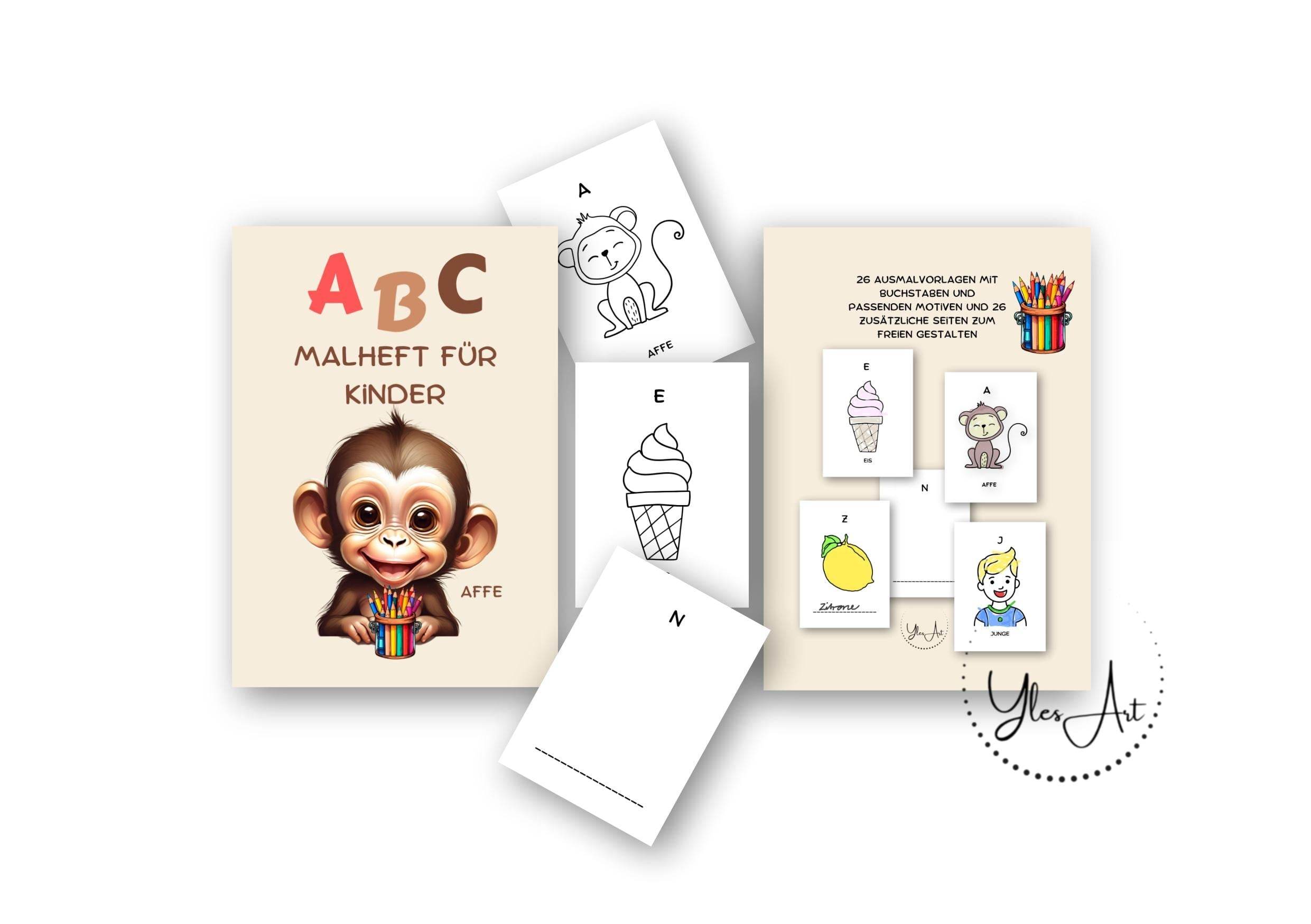 Mein kreatives Alphabet - Malheft/Malvorlagen – Buchstaben lernen & gestalten - Sewando