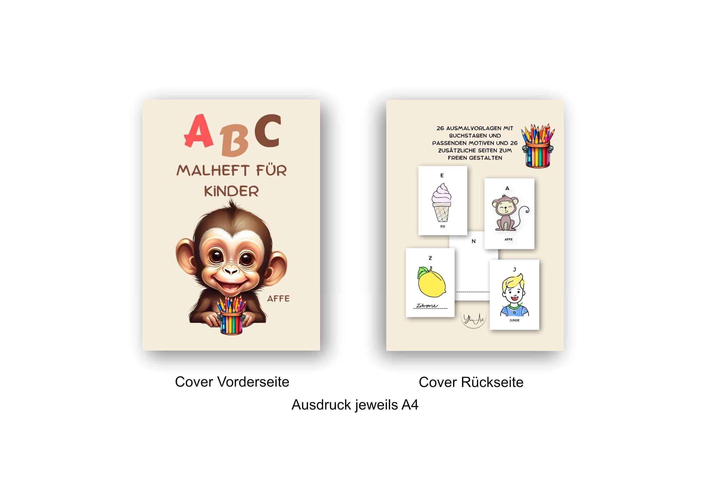 Mein kreatives Alphabet - Malheft/Malvorlagen – Buchstaben lernen & gestalten - Sewando