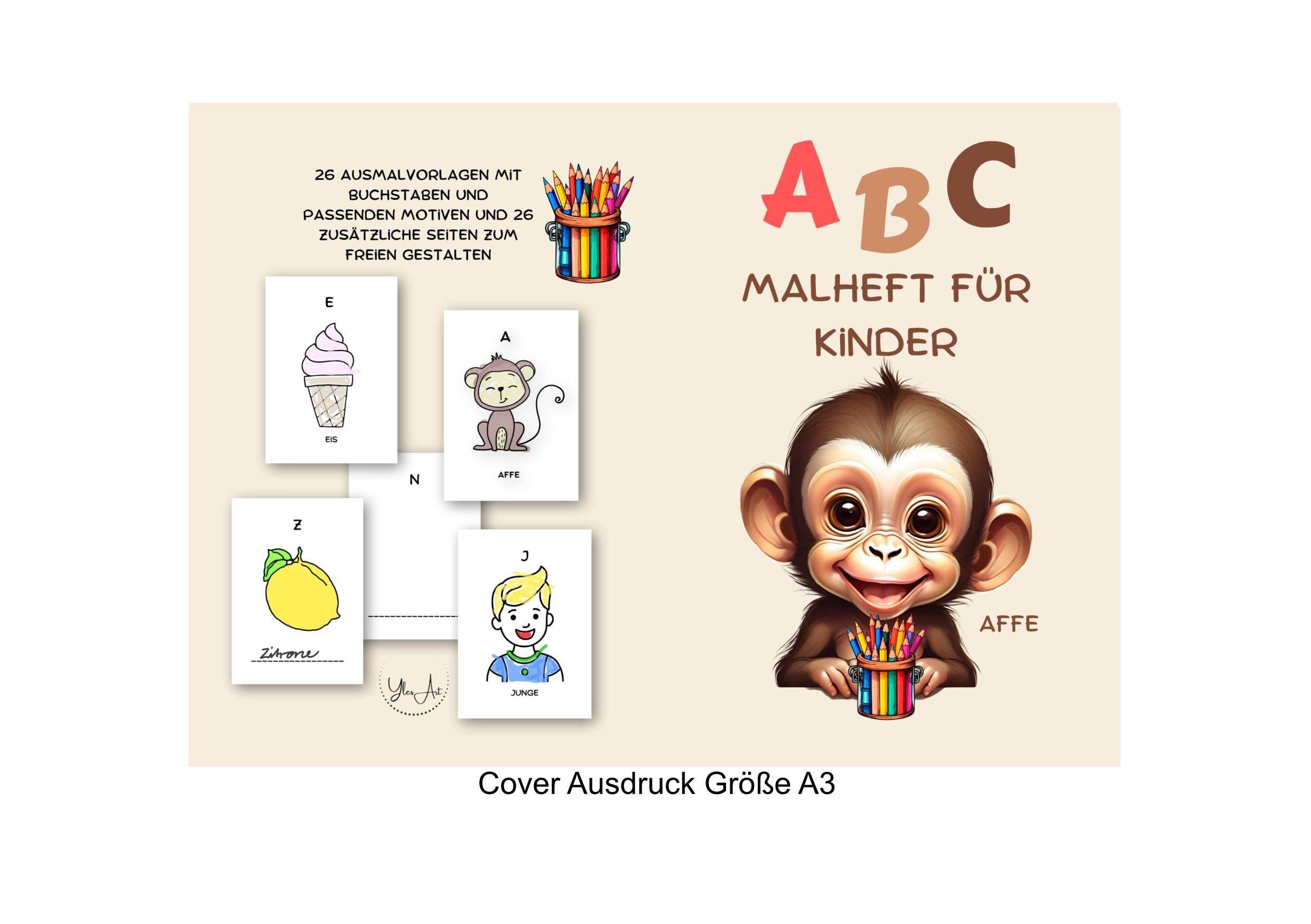 Mein kreatives Alphabet - Malheft/Malvorlagen – Buchstaben lernen & gestalten - Sewando