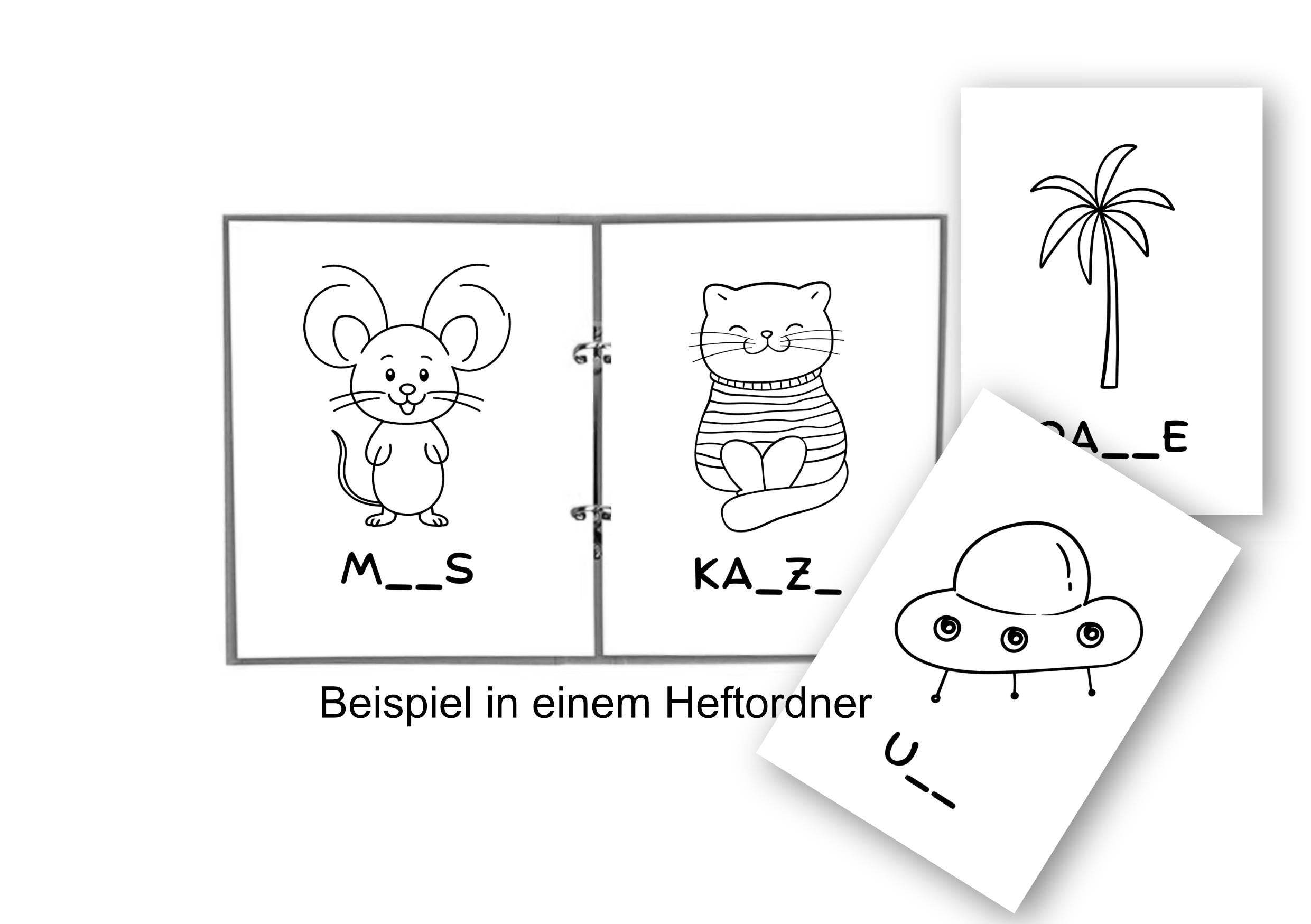 Lückenwörter-Malheft/Malvorlagen – 30 kreative Vorlagen zum Lernen & Ausmalen - Sewando