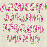 Stickdatei Monogramm mit Blumen Schrift ca. 70mm Set 397e - Sewando