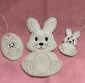 Stickdatei Ostern MugRug Hase Osterhase In the Hoop, Anhänger, Serviettenring, Hase, Schokihülle 444 - Sewando