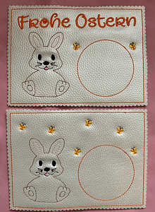 Stickdatei Ostern MugRug Hase Osterhase In the Hoop, Anhänger, Serviettenring, Hase, Schokihülle 444 - Sewando