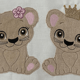 Stickdatei Doodle Löwe / Blume Krone Junge Mädchen Set 736 - Sewando