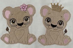 Stickdatei Doodle Löwe / Blume Krone Junge Mädchen Set 736 - Sewando