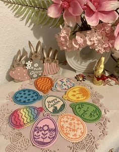 Stickdatei Ostereier In the Hoop, Eier Ostern Tischdeko 793 Blumen, Baumbehang - Sewando
