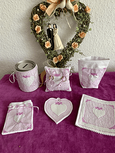 Stickdatei Hochzeit Set XXL mit Herz und Rose Set 808 - Sewando