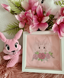 Stickdatei Hase mit Blumen Set 929 Doodle Lineare Art - Sewando
