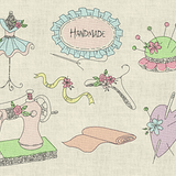 Stickdatei Cute Sewing Vintage Nähmaschine Set 933 - Sewando