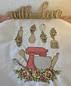 Stickdatei Küche Küchenutensilien mit Blumen Set 941 Doodle Lineare Art - Sewando