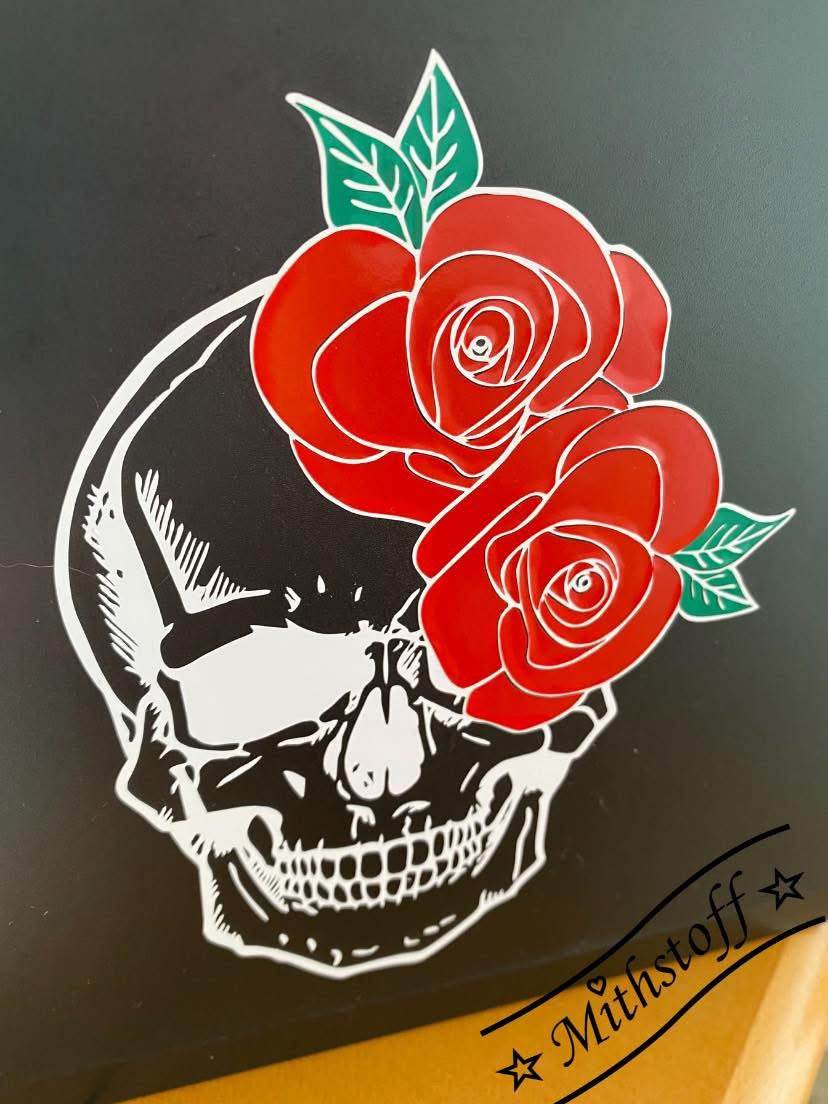 Plotterdatei - Skull - bones - Totenkopf - Skelett - Rosen - SVG - DXF - Sewando