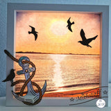 Plotterdatei - Anker mit Möwen - Meer - Freiheit - SVG - DXF - PNG - JPEG - Sewando