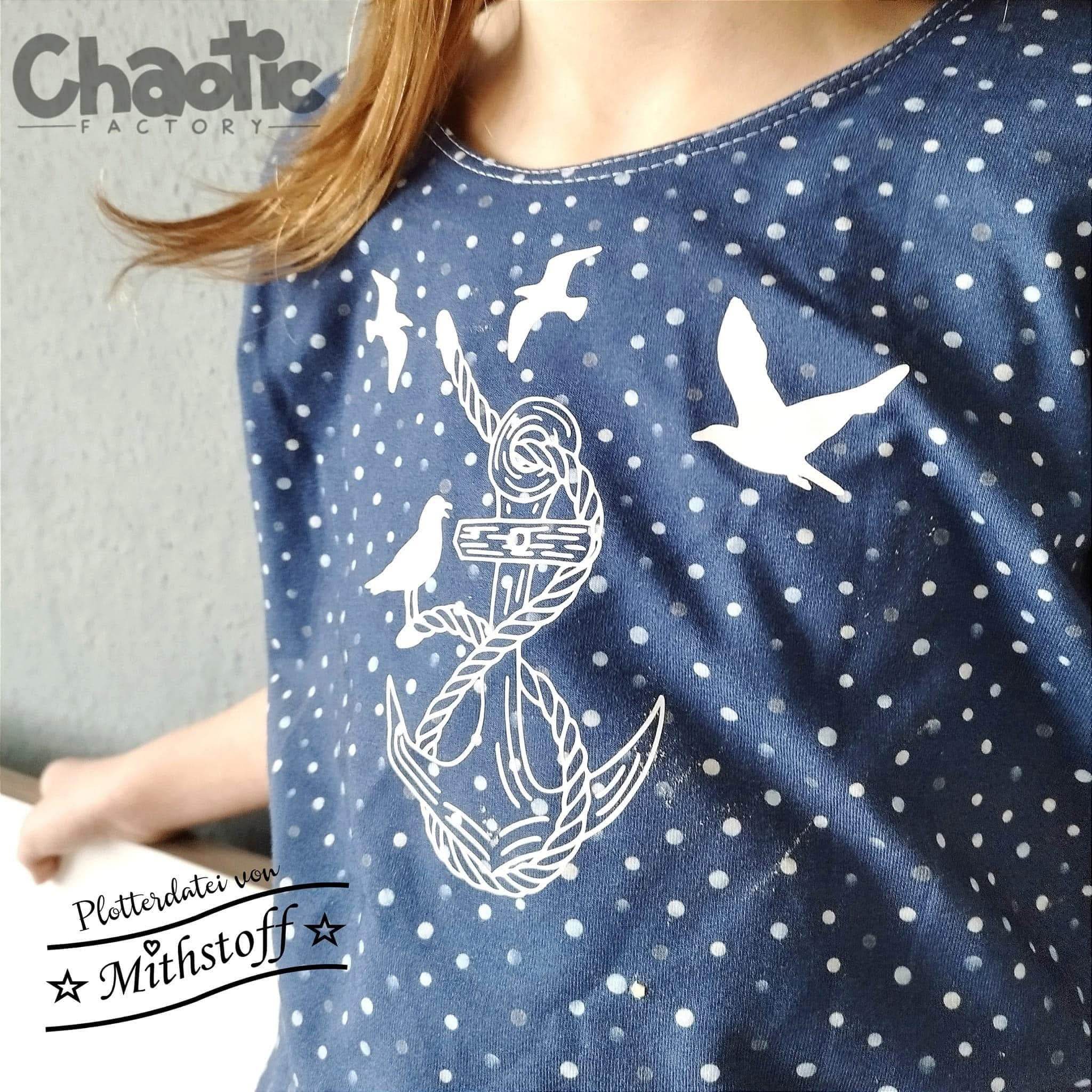 Plotterdatei - Anker mit Möwen - Meer - Freiheit - SVG - DXF - PNG - JPEG - Sewando