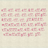 Stickdatei Schrift Französisch mit Herzen In Love 3 ca. 25mm Set 641 - Sewando