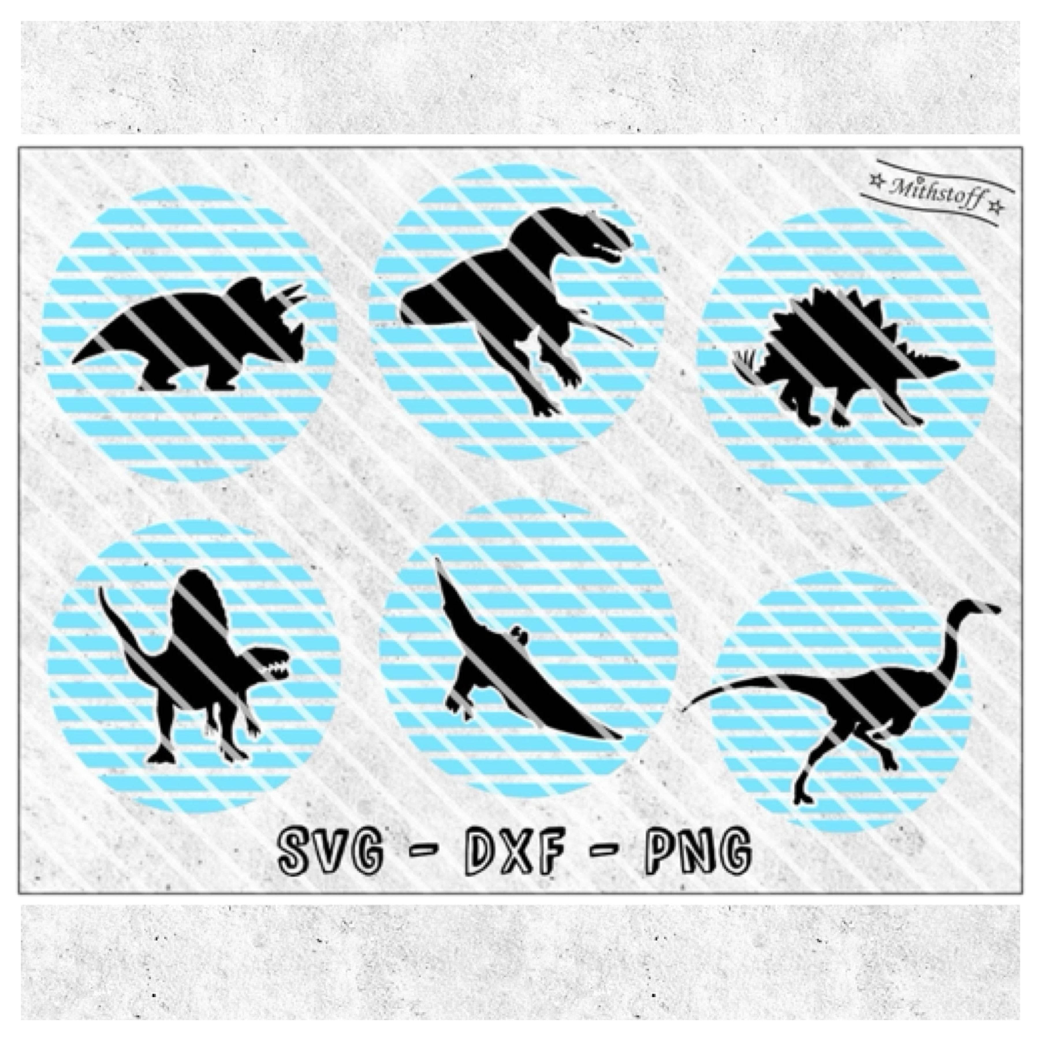 Plotterdatei - Dinosaurier - Dino - cool - SVG - DXF - PNG - Jpeg - Kreis - Datei - Triceratops - T-Rex - Pteranodon - Sewando
