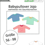 Schnittmuster Jojo – Babypullover mit Schulterknopfleiste Gr. 56-98 - Sewando