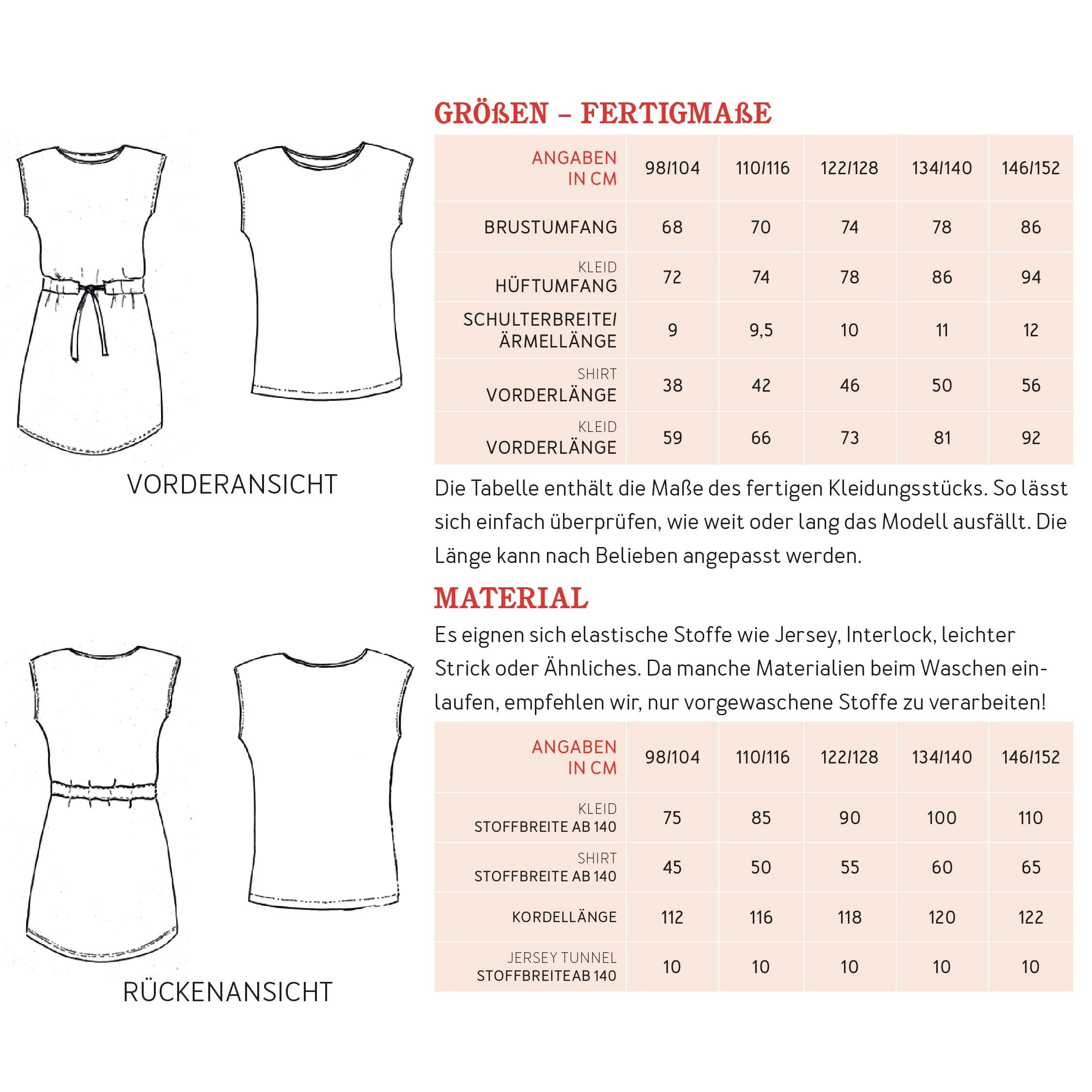 Jerseykleid JULIE | Schnittmuster Gr. 98 - 152 - Sewando
