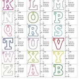 Stickdatei ABC Buchstaben Schlüsselanhänger Applikation Taschenbaumler Monogramm Set 300 - Sewando