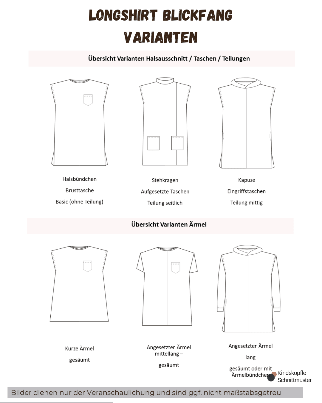 Schnittmuster Blickfang – Longshirt Größen 92-152 - Sewando