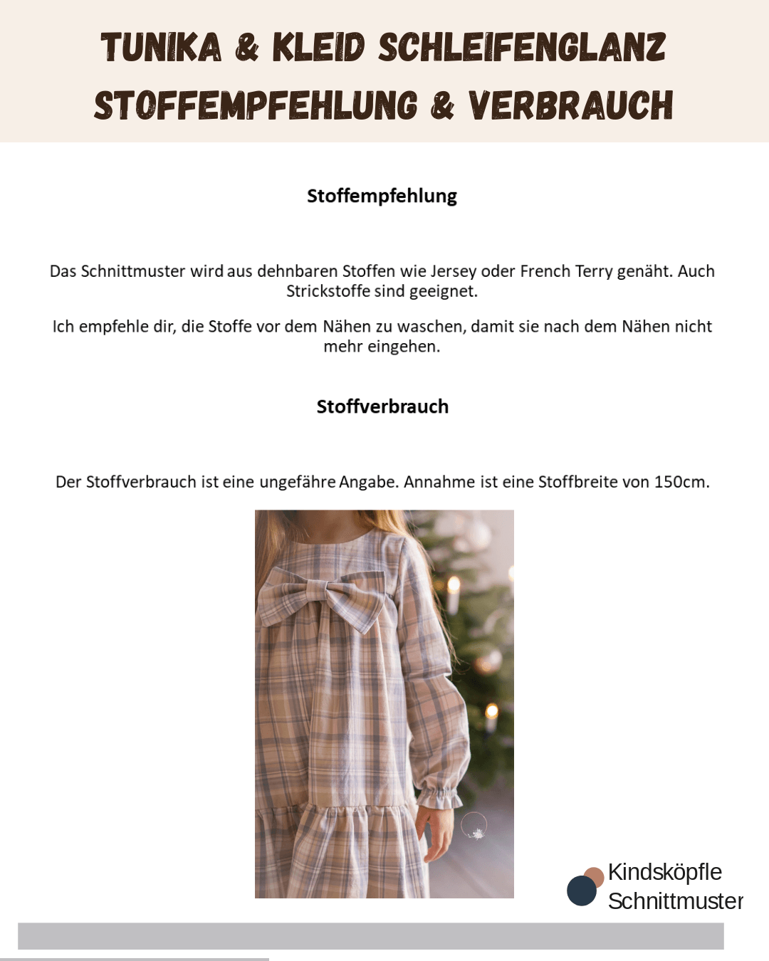 Schnittmuster Schleifenglanz – Tunika oder Kleid Größen 86-152 : - Sewando
