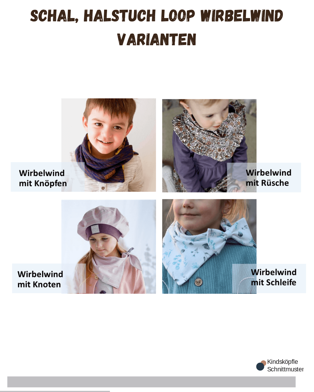 Schnittmuster Wirbelwind – Halstuch, Schal & Loop Größen S/M/L (KU 41-56 cm) : - Sewando