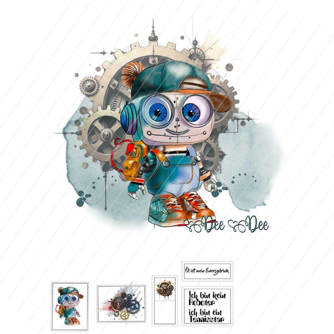 Bügelbild Roboter Dee Dee - Bügelbild zum Drucken - Sewando