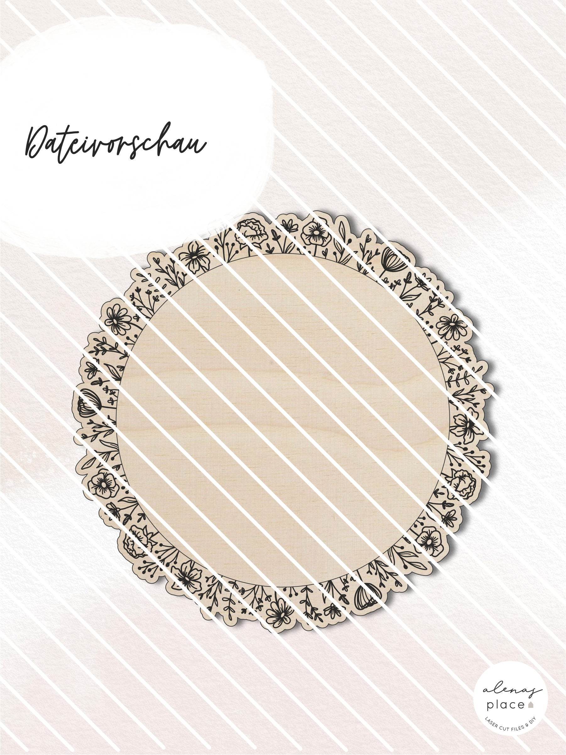 Laserdatei | Kinderspiegel mit Blumen-Design | inkl. Gewerbelizenz - Sewando