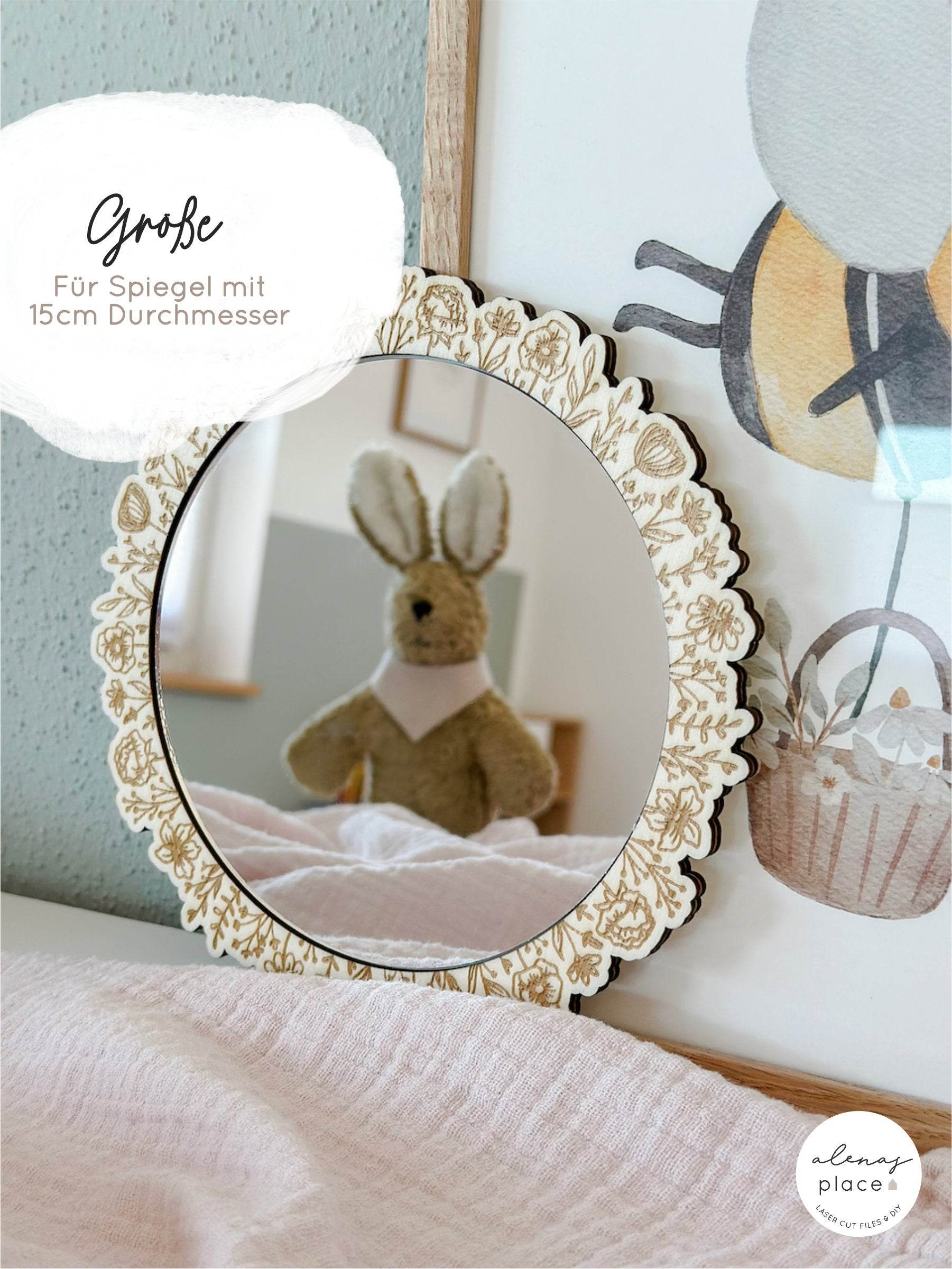 Laserdatei | Kinderspiegel mit Blumen-Design | inkl. Gewerbelizenz - Sewando