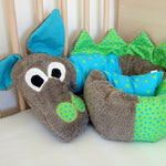 Nähanleitung Bettschlange Dino Bettrolle - Sewando