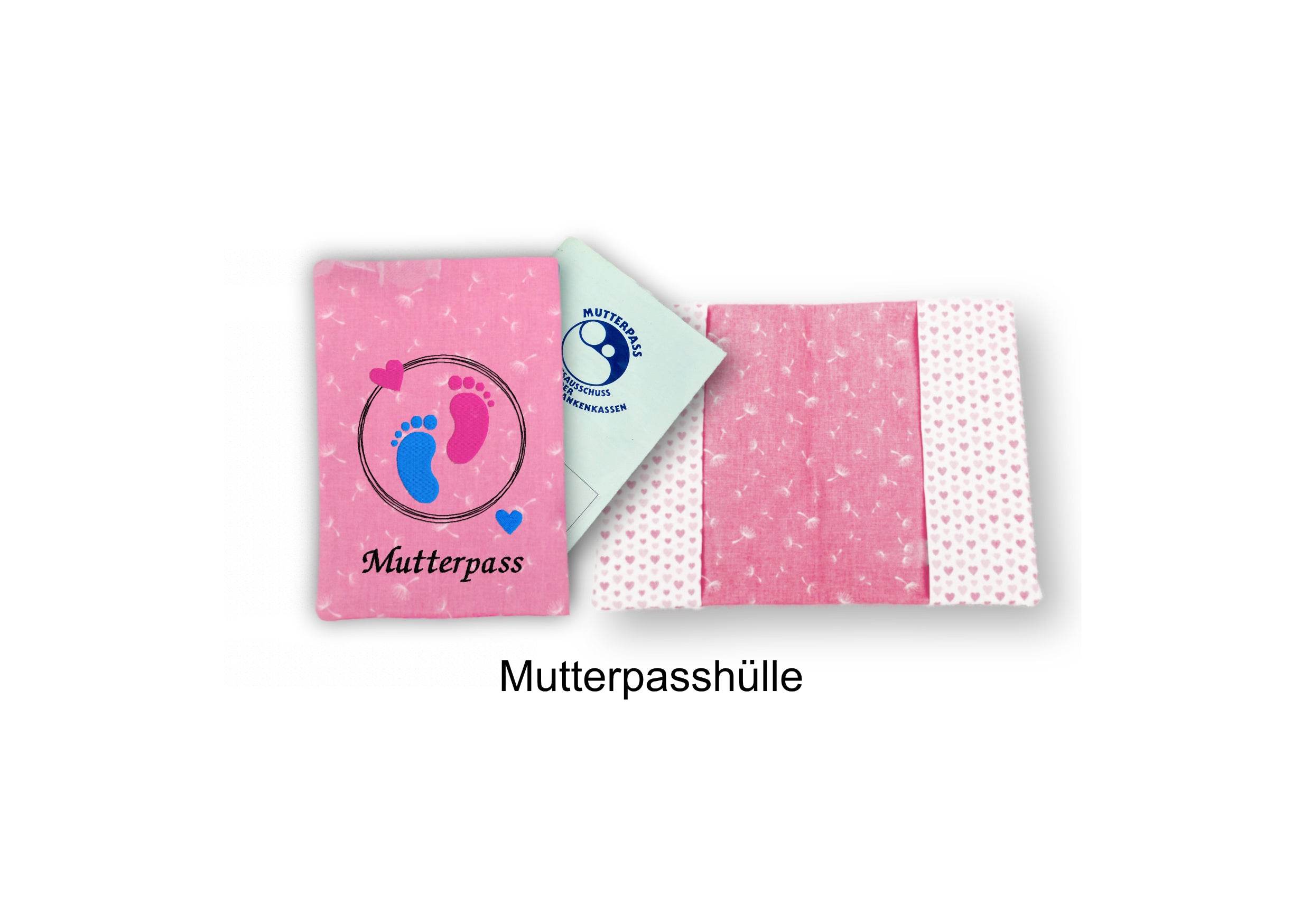 Stickdatei ITH Mutterpasshülle Kleine Füsse, Rahmen 20 cm x 30 cm, Mama, Schwanger, Baby, Hülle, Umschlag, Buchhülle - Sewando