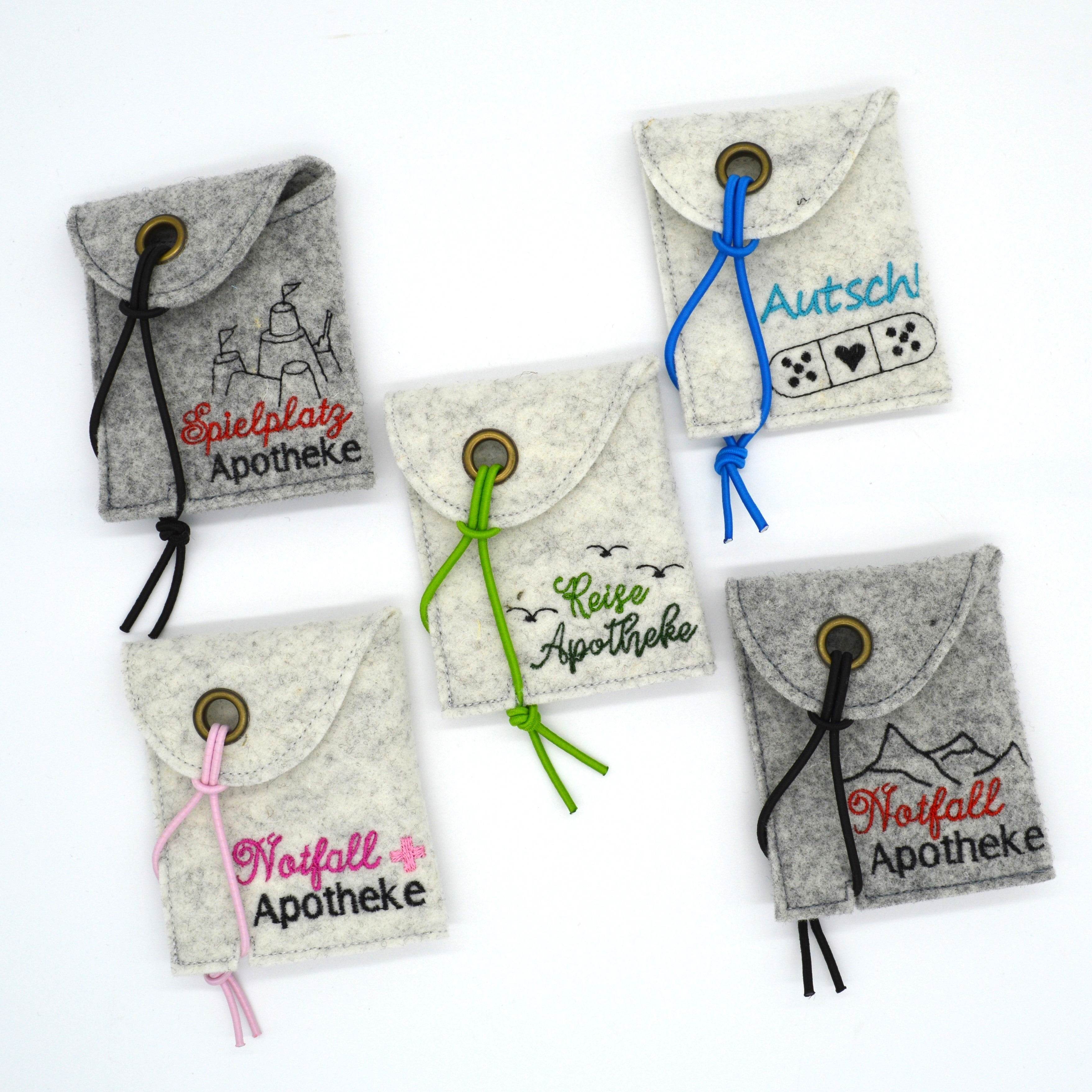 Stickdatei Etui kleine Apotheke für Pflaster fünf Motive 15x17cm Fläche - Sewando