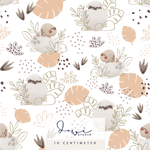 Nahtloses Muster | Stoffmuster Little Dinosaur | Weiß Lachs | 25x25cm - Sewando