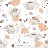 Nahtloses Muster | Stoffmuster Little Dinosaur | Weiß Lachs | 25x25cm - Sewando