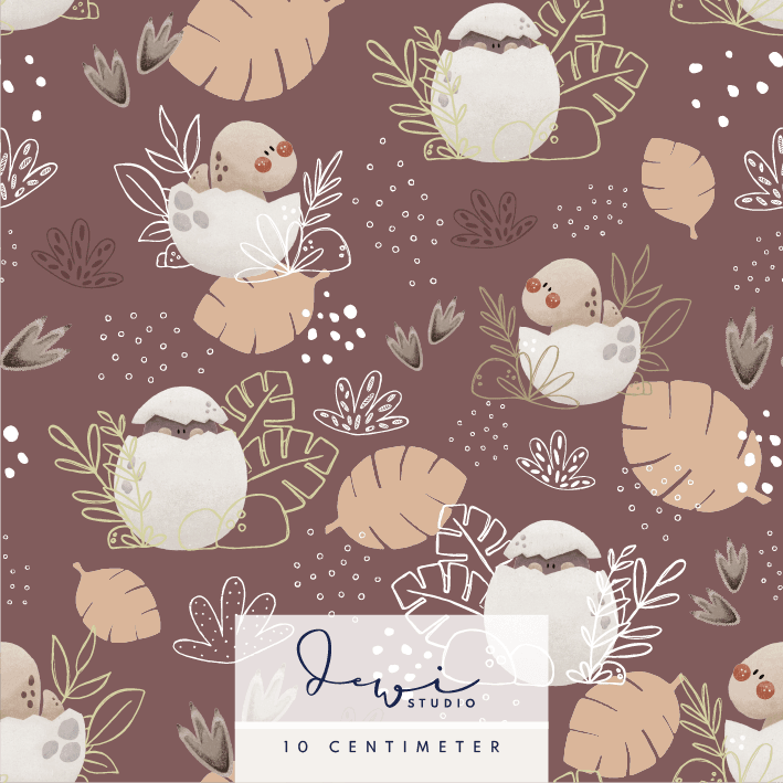 Nahtloses Muster | Little Dinosaur | Pflaume | 25x25cm Stoffdesign - Sewando
