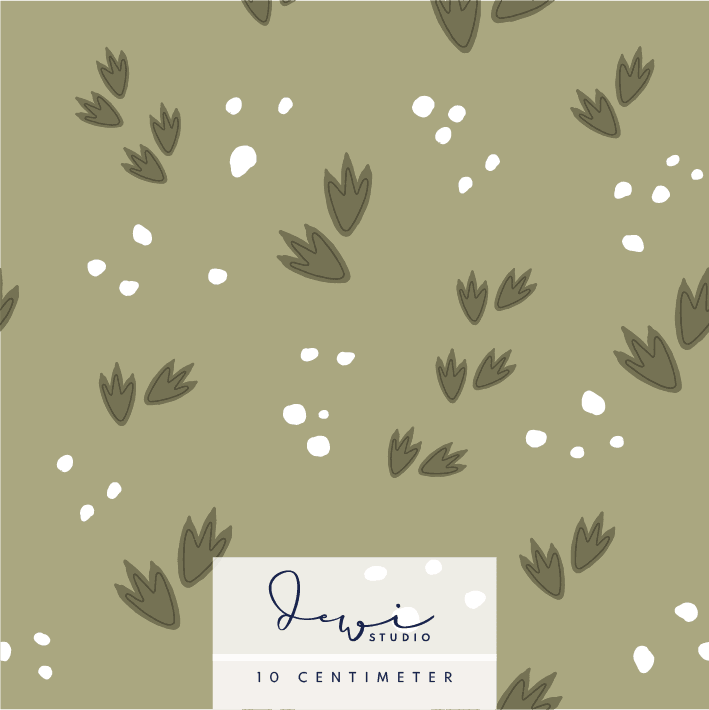 Nahtloses Muster | Little Dinosaur | Spuren Grün | 25x25cm Stoffdesign - Sewando