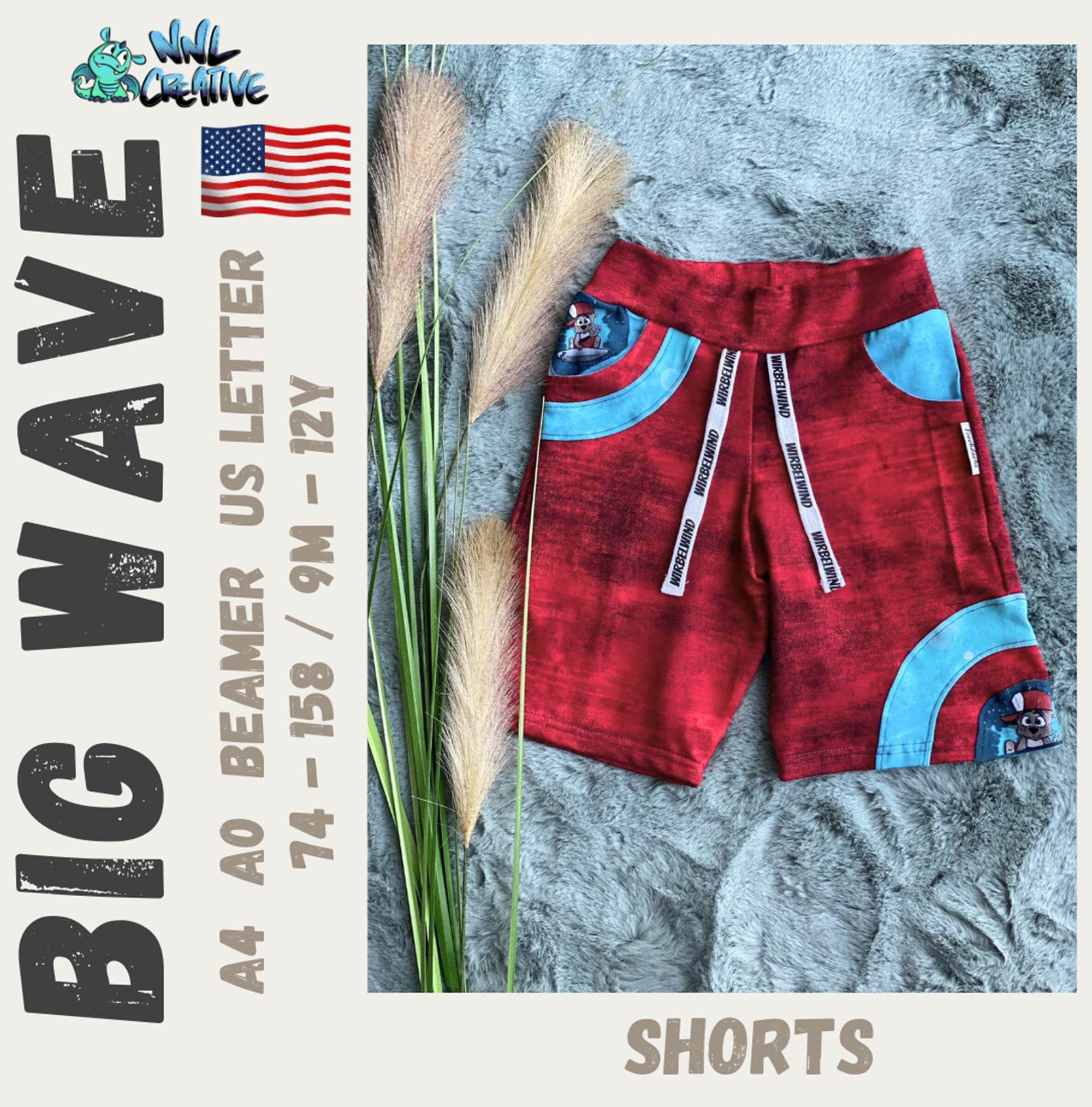 Schnittmuster / Sewing Pattern *Big Wave Shorts* Size 74-158 / 9m - 12 Years - Sewando