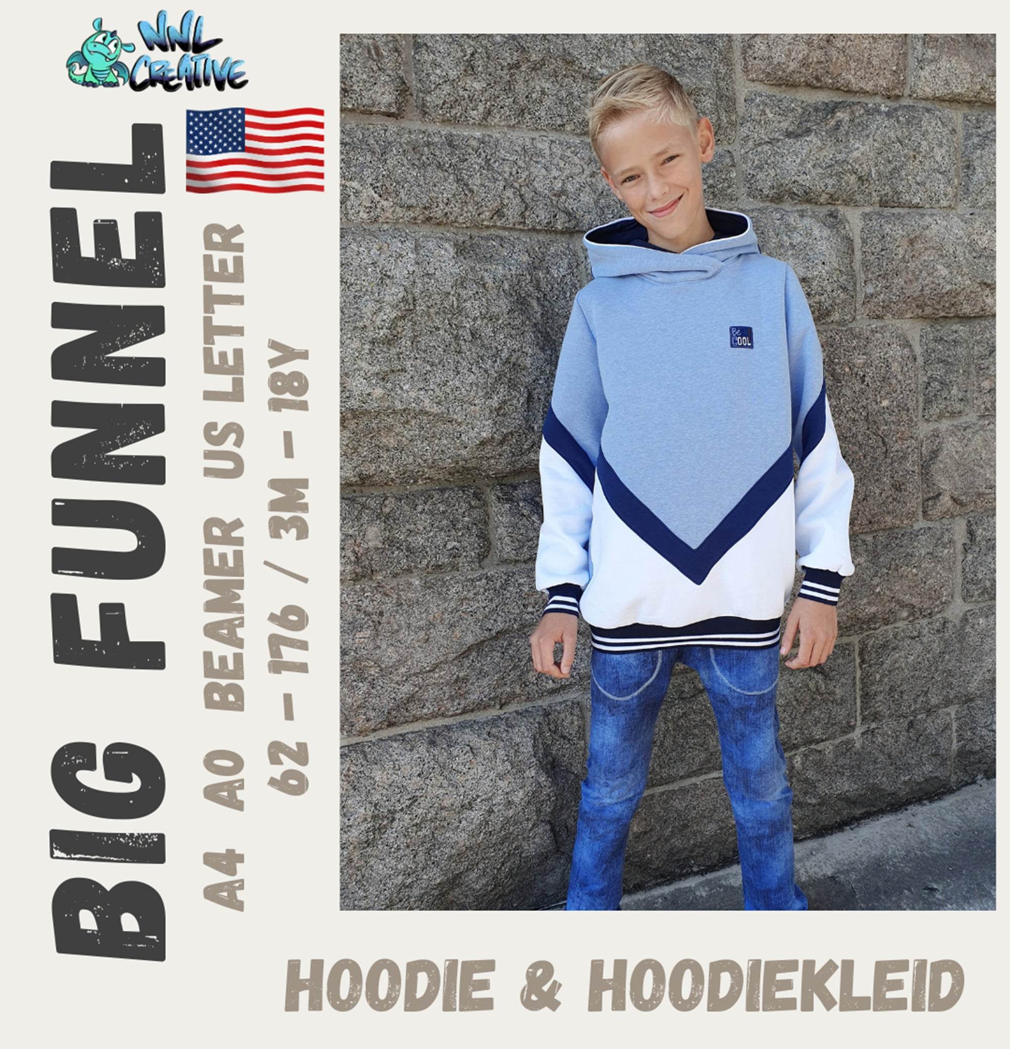 Schnittmuster / Sewing Pattern *Big Funnel Hoodie & Hoodie Dress* Size 62-176 / 3m - 18 Years - Sewando