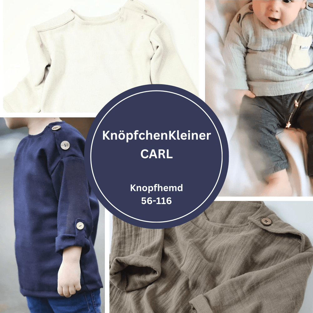Knopfhemd, KK CARL, Schnittmuster & Nähanleitung, Größe 56 - 116 - Sewando