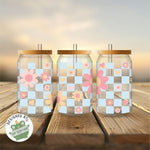 exklusiv bei Sewando: Sublimationsdesign Checkerboard mit Blumen - Sewando