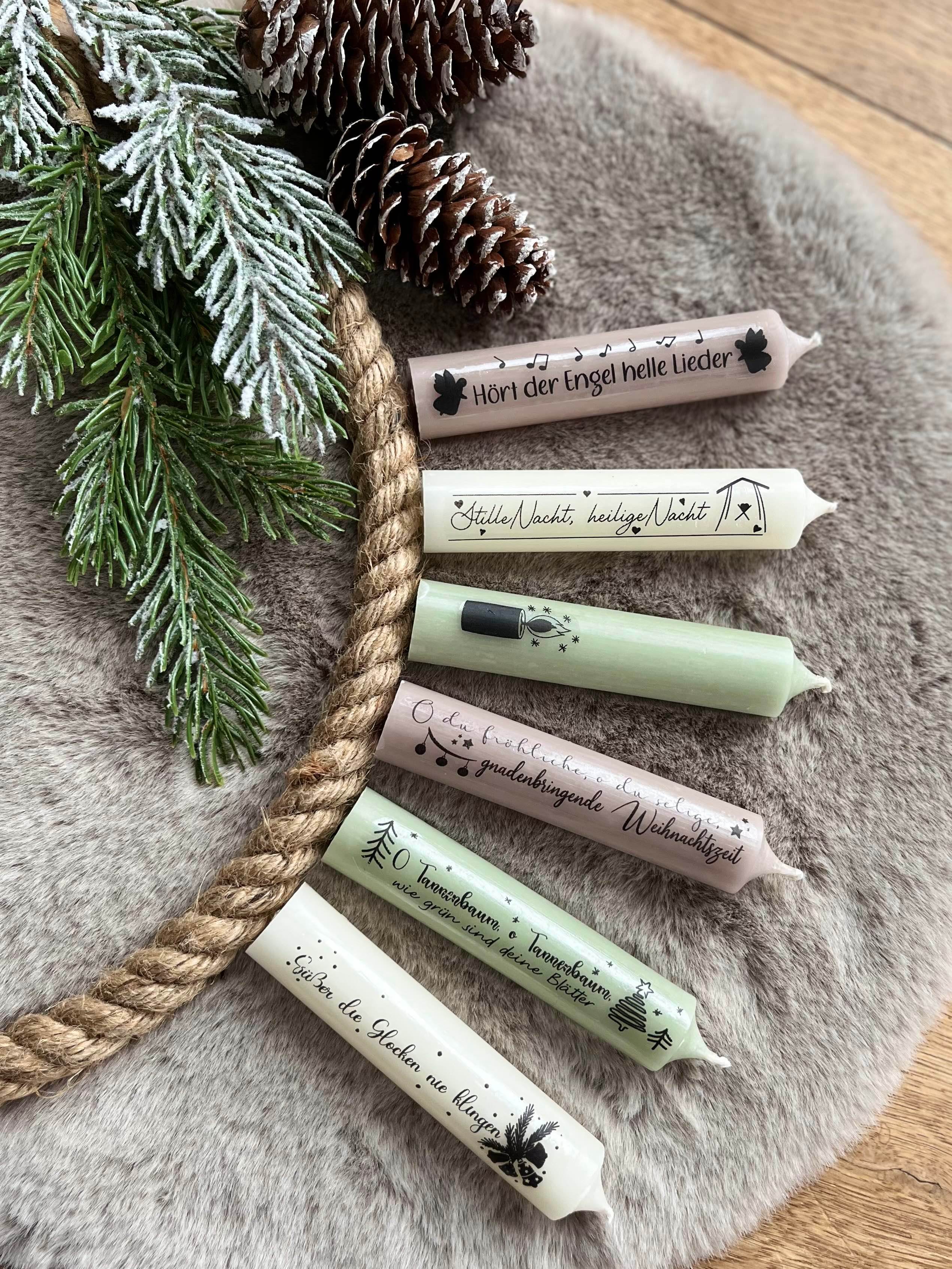 Kerzentattoo PDF Vorlage Weihanchtslieder Kerzenaufkleber - Sewando